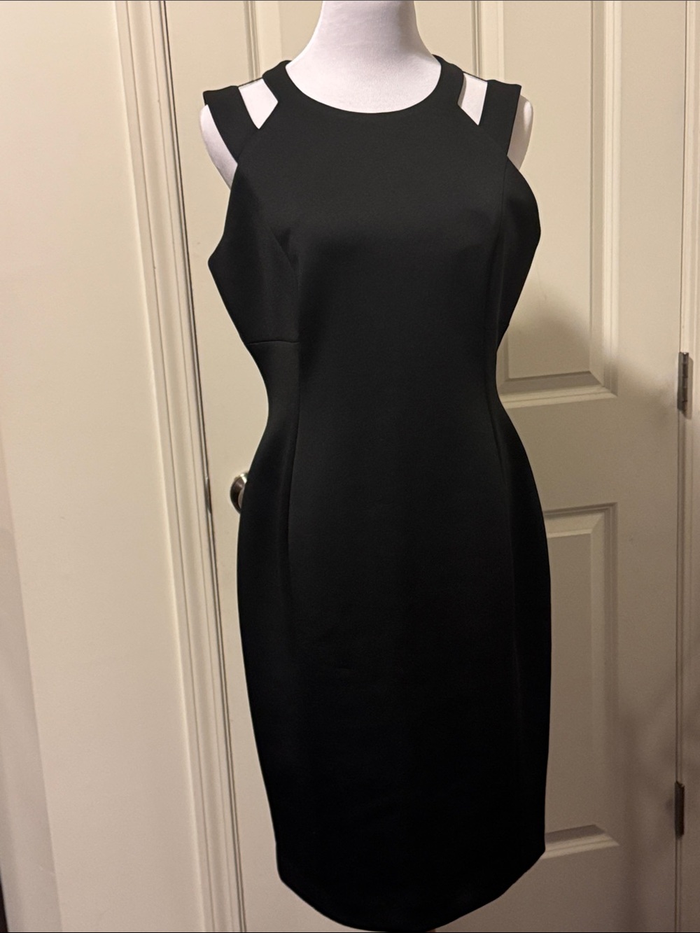 Calvin Klein Black Midi Dress with Cutout Shoulders